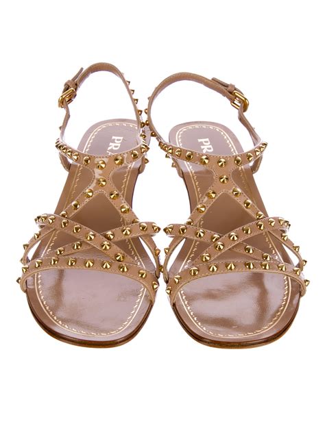 prada thong sandals heels|Prada studded pony skin sandals.